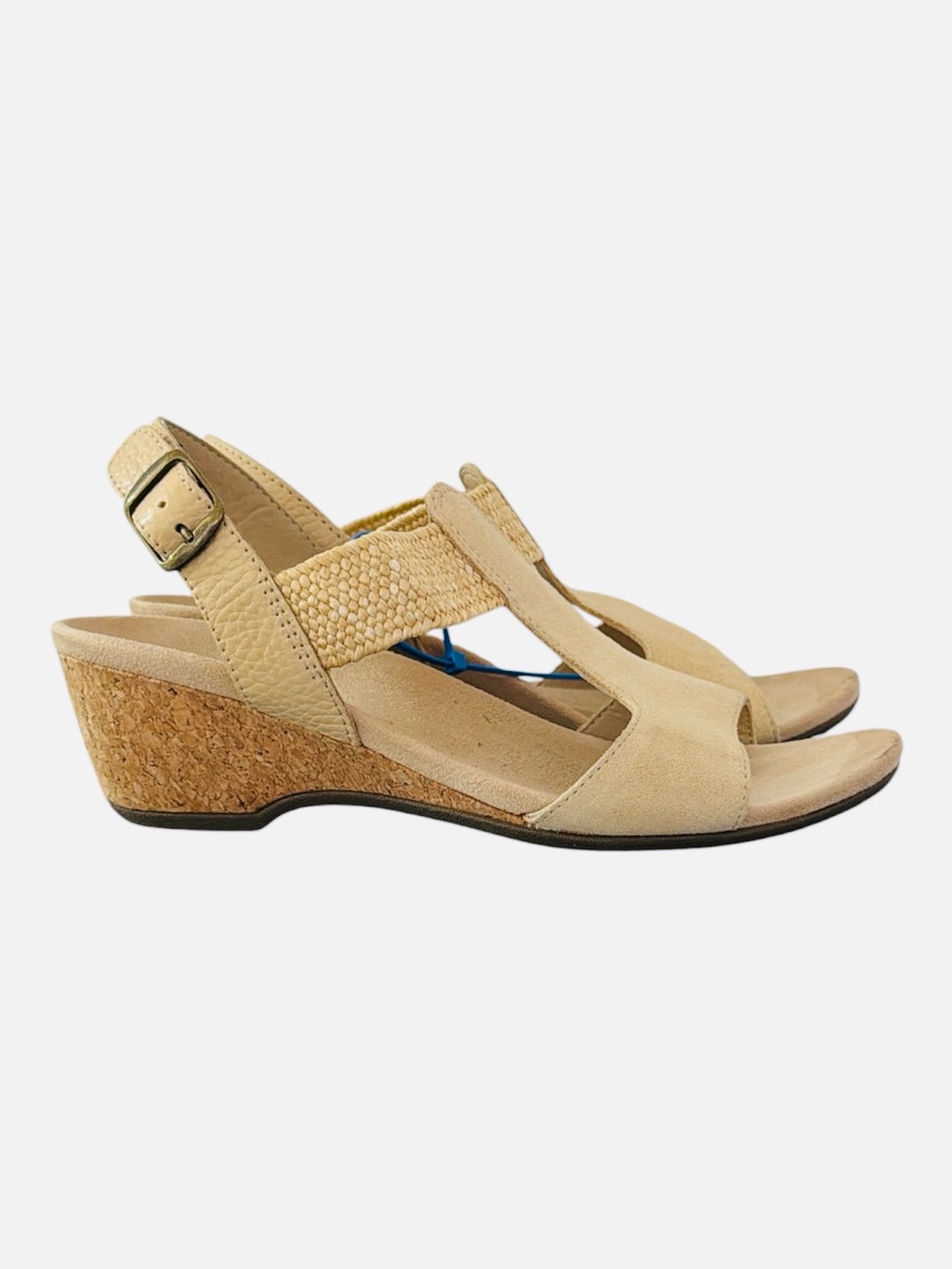Vionic Beige Suede Slingback Wedge Sandals